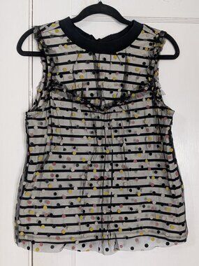 Anthropologie Maeve Contrast Polka Dot Tank Top Blouse Women's Small Artsy